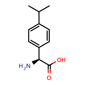 Chemical structure of (S)-2-Amino-2-(4-isopropylphenyl)acetic acid , CAS 168393-61-1, AChemBlock P40664
