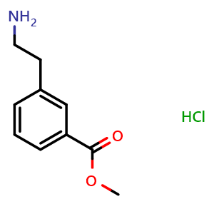 Chemical structure of 3-(2-Aminoethyl)benzoic acid methyl ester hydrochloride , CAS 167846-36-8, AChemBlock P40679