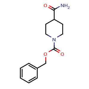 Chemical structure of 1-Cbz-4-piperidinecarboxamide , CAS 167757-45-1, AChemBlock P40682