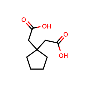 Chemical structure of 1,1-Cyclopentanediacetic acid , CAS 16713-66-9, AChemBlock P40710