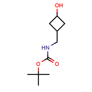 Chemical structure of 3-[(Boc-amino)methyl]-cyclobutanol , CAS 167081-41-6, AChemBlock P40713
