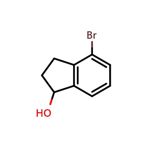 Chemical structure of 4-Bromo-2,3-dihydro-1H-inden-1-ol , CAS 16657-10-6, AChemBlock P40723