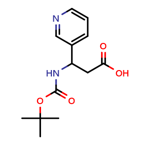 Chemical structure of 3-(3-Pyridyl)-3-(Boc-amino)propionic acid , CAS 166194-68-9, AChemBlock P40731