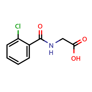 Chemical structure of N-(2-Chlorobenzoyl)-glycine , CAS 16555-60-5, AChemBlock P40737