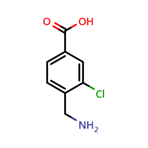 Chemical structure of 4-(Aminomethyl)-3-chloro-benzoic acid , CAS 165530-43-8, AChemBlock P40738