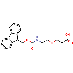 Chemical structure of 3-[2-(Fmoc-amino)ethoxy]propanoic acid , CAS 1654740-73-4, AChemBlock P40741