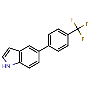 Chemical structure of 5-(4-Trifluoromethylphenyl)indole , CAS 163105-69-9, AChemBlock P40777