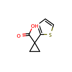 Chemical structure of 1-(2-Thienyl)-cyclopropanecarboxylic acid , CAS 162959-94-6, AChemBlock P40782