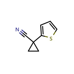 Chemical structure of 1-Thien-2-ylcyclopropanecarbonitrile , CAS 162959-93-5, AChemBlock P40783