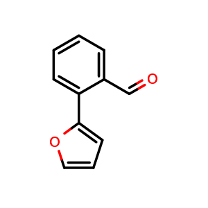 Chemical structure of 2-(2-Furanyl)benzaldehyde , CAS 16191-32-5, AChemBlock P40816