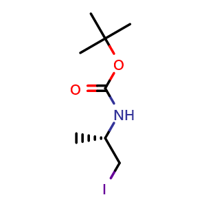 Chemical structure of tert-Butyl [(S)-2-iodo-1-methylethyl]carbamate , CAS 161529-20-0, AChemBlock P40828