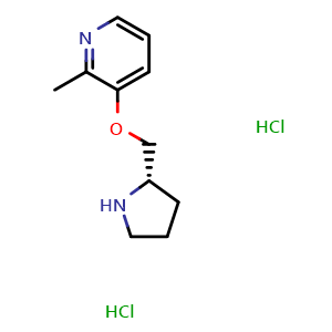Chemical structure of (S)-3-(2-pyrrolidinylmethoxy)-2-picoline dihydrochloride , CAS 161416-61-1, AChemBlock P40831
