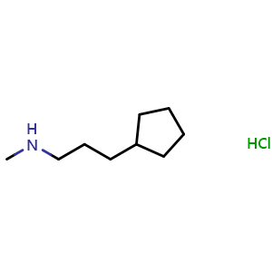 Chemical structure of N-Methyl cyclopentanepropanamine hydrochloride , CAS 1609400-01-2, AChemBlock P40842