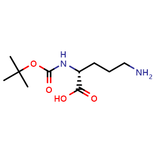 Chemical structure of N2-Boc-D-ornithine , CAS 159877-12-0, AChemBlock P40866