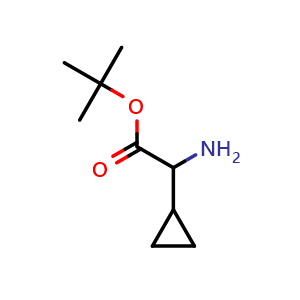 Chemical structure of tert-Butyl a-amino-cyclopropaneacetate , CAS 159871-54-2, AChemBlock P40867