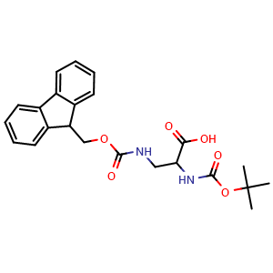 Chemical structure of 2-(Boc-amino)-3-(Fmoc-amino)propionic acid , CAS 159002-16-1, AChemBlock P40887