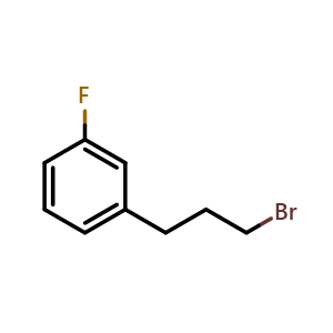 Chemical structure of 1-(3-Bromopropyl)-3-fluorobenzene , CAS 156868-84-7, AChemBlock P40928