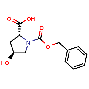 Chemical structure of (4S)-1-Cbz-4-hydroxy-D-proline , CAS 155153-78-9, AChemBlock P40963