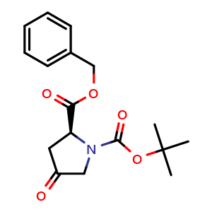 Chemical structure of Benzyl (S)-1-Boc-4-oxo-2-pyrrolidinecarboxylate , CAS 154456-97-0, AChemBlock P40975