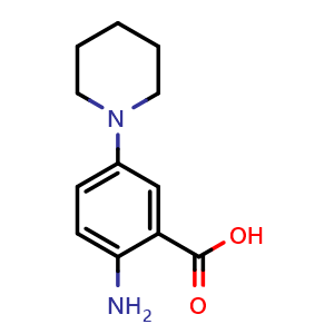 Chemical structure of 2-Amino-5-(1-piperidinyl)-benzoic acid , CAS 153437-58-2, AChemBlock P40997