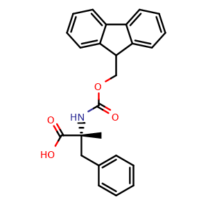 Chemical structure of (R)-2-((((9H-fluoren-9-yl)methoxy)carbonyl)amino)-2-methyl-3-phenylpropanoic acid , CAS 152436-04-9, AChemBlock P41017