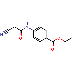 Chemical structure of 4-[(2-Cyanoacetyl)amino]benzoic acid ethyl ester , CAS 15029-53-5, AChemBlock P41072
