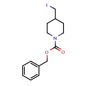 Chemical structure of N-Cbz-4-(iodomethyl)piperidine , CAS 149897-41-6, AChemBlock P41086
