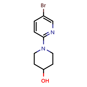 Chemical structure of 1-(5-Bromo-2-pyridinyl)-4-piperidinol , CAS 149806-52-0, AChemBlock P41087