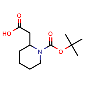 Chemical structure of 1-Boc-2-piperidineacetic acid , CAS 149518-50-3, AChemBlock P41095