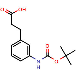 Chemical structure of 3-(Boc-amino)benzenepropanoic acid , CAS 149506-04-7, AChemBlock P41097