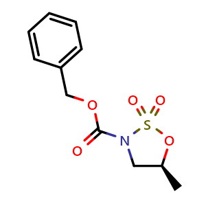 Chemical structure of (S)-3-Cbz-5-methyl-1,2,3-oxathiazolidine 2,2-dioxide , CAS 1489246-88-9, AChemBlock P41115