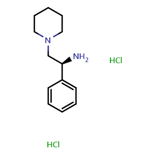 Chemical structure of (S)-a-Phenyl-1-piperidineethanamine dihydrochloride , CAS 474104-32-0, AChemBlock P41130