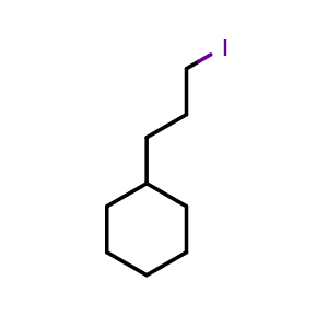 Chemical structure of (3-Iodopropyl)cyclohexane , CAS 147936-56-9, AChemBlock P41134