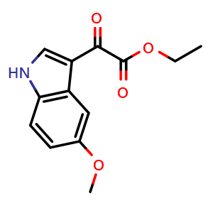 Chemical structure of 5-Methoxy-3-indoleglyoxylic acid ethyl ester , CAS 14771-33-6, AChemBlock P41141