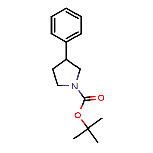 Chemical structure of 1-Boc-3-phenylpyrrolidine , CAS 147410-43-3, AChemBlock P41146