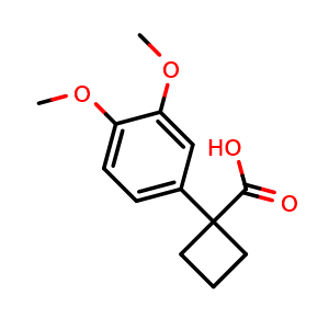Chemical structure of 1-(3,4-Dimethoxyphenyl)cyclobutanecarboxylic acid , CAS 147406-22-2, AChemBlock P41147