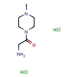 Chemical structure of 2-Amino-1-(4-methyl-1-piperazinyl)-ethanone dihydrochloride , CAS 146788-11-6, AChemBlock P41166