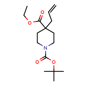 Chemical structure of 1-Boc-4-allyl-4-ethoxycarbonylpiperidine , CAS 146603-99-8, AChemBlock P41176