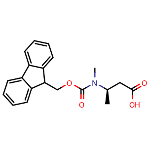 Chemical structure of N-Fmoc-(R)-3-(methylamino)butanoic acid , CAS 1460306-60-8, AChemBlock P41195
