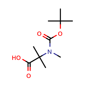 Chemical structure of N-Boc-N,2-dimethyl-DL-alanine , CAS 146000-39-7, AChemBlock P41196