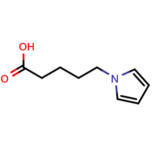 Chemical structure of 1H-Pyrrole-1-pentanoic acid , CAS 145511-35-9, AChemBlock P41201