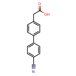 Chemical structure of 4'-Cyano-biphenyl-4-acetic acid , CAS 144529-87-3, AChemBlock P41233