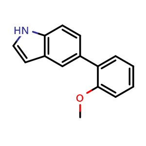 Chemical structure of 5-(2-Methoxyphenyl)-1H-indole , CAS 144104-45-0, AChemBlock P41240