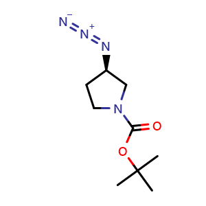 Chemical structure of (3R)-1-Boc-3-azido-pyrrolidine , CAS 143700-04-3, AChemBlock P41251