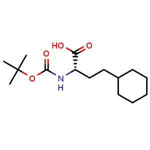 Chemical structure of Boc-(S)-2-amino-4-cyclohexylbutanoic acid , CAS 143415-51-4, AChemBlock P41260