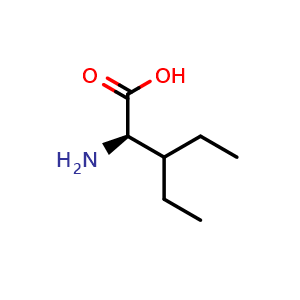 Chemical structure of (R)-2-Amino-3-ethylpentanoic acid , CAS 14328-61-1, AChemBlock P41265