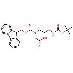 Chemical structure of N-[3-(Boc-amino)propyl]-N-Fmoc-glycine , CAS 143192-31-8, AChemBlock P41267