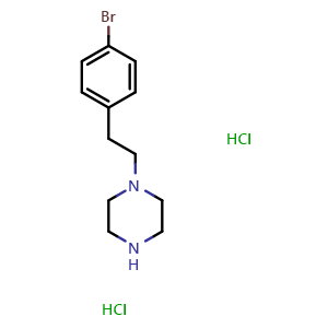 Chemical structure of 1-[2-(4-Bromophenyl)ethyl]piperazine dihydrochloride , CAS 142962-89-8, AChemBlock P41270