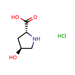 Chemical structure of (4S)-4-Hydroxy-D-proline hydrochloride , CAS 142347-81-7, AChemBlock P41300