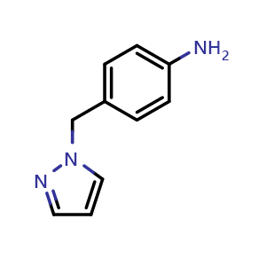 Chemical structure of 4-(Pyrazol-1-ylmethyl)phenylamine , CAS 142335-61-3, AChemBlock P41302